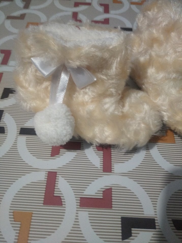 Kız Çocuk Bej Peluş Ev Terliği - Görsel 2