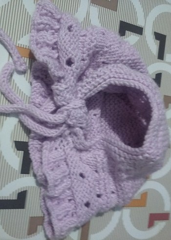 Mor Örgü Şapka bebek - Görsel 2