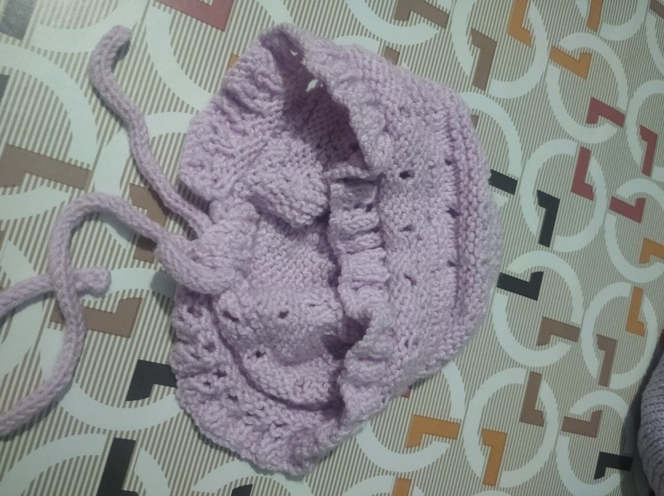 Mor Örgü  Şapka bebek - Görsel 3