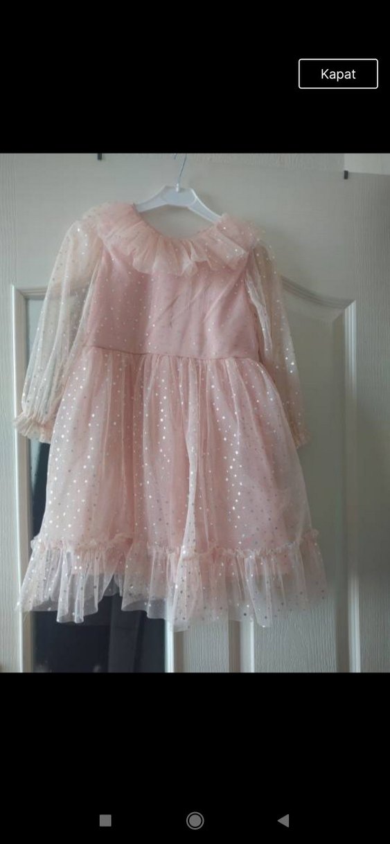 Kız Çocuk Bej Fırfırlı Bohem Elbise - Görsel 2