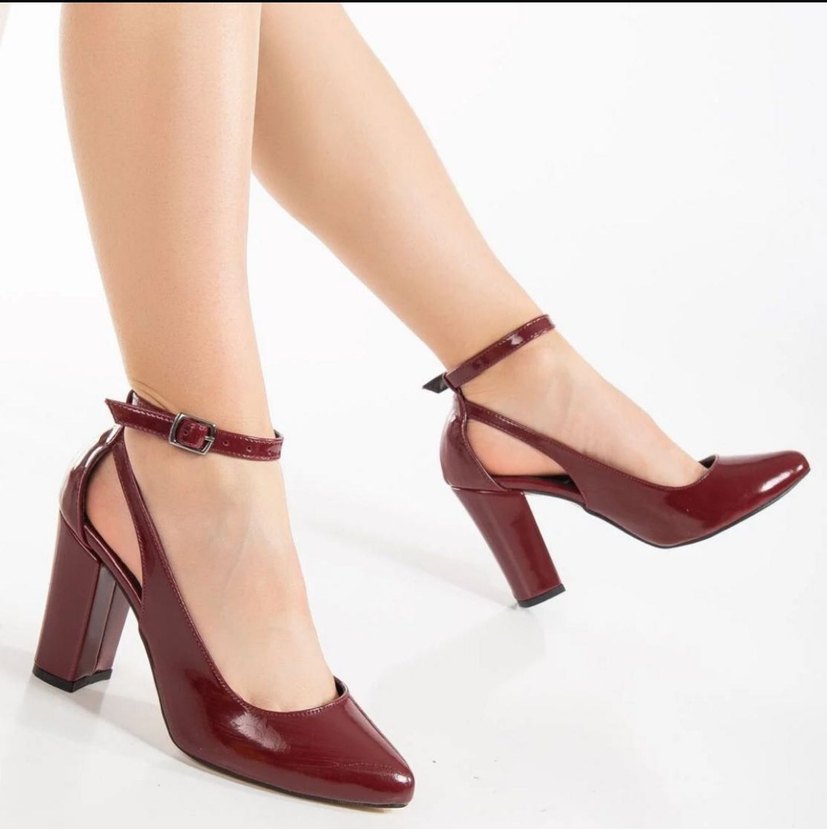 Bordo Tokalı Kadın Topuklu Ayakkabı - Görsel 4