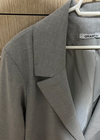 m Beden Gri Kadın %35 viskon %65 poly likra Blazer Ceket