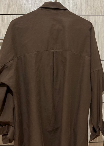 s Beden Düğmeli Kahverengi %70 pamuk %30 polyester Kadın Gömlek
