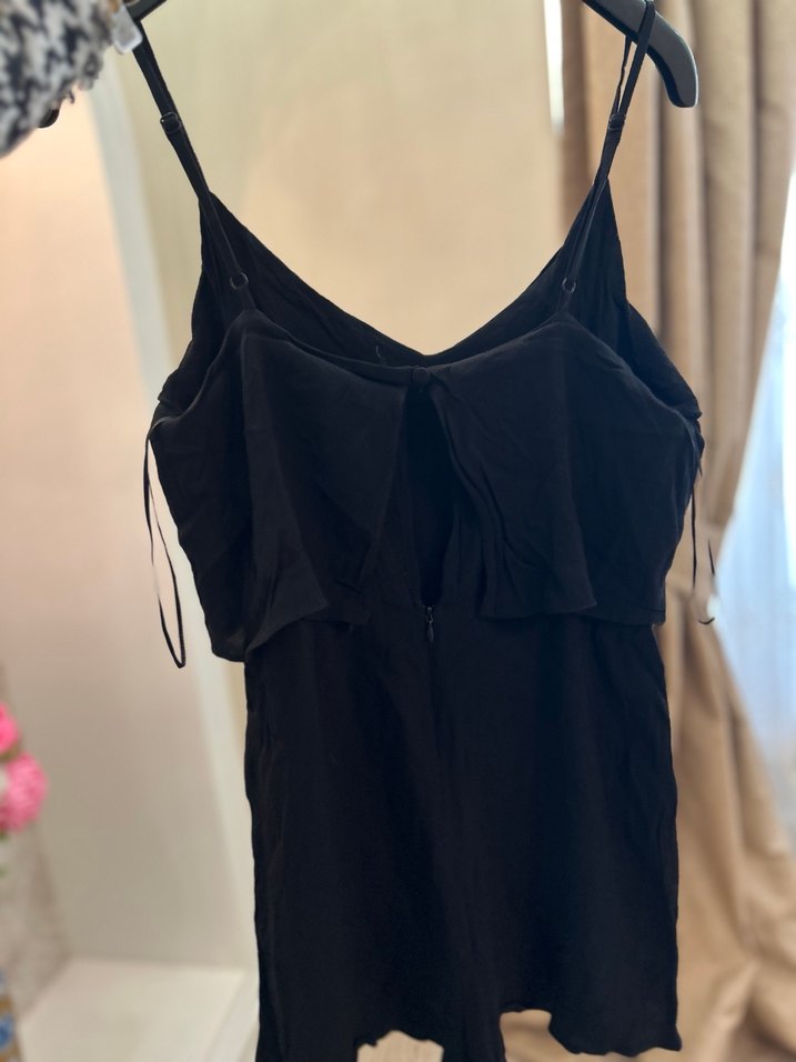 Kadın Siyah Mini Askılı Şort Tulum - Görsel 2