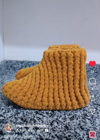 Renkli Örgü kadın panduflari - Görsel 6