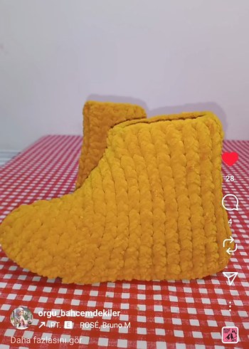 Renkli Örgü kadın panduflari - Görsel 7