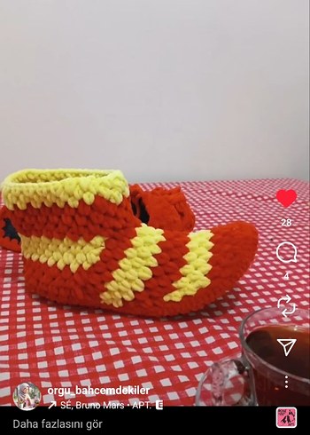 Renkli Örgü kadın panduflari - Görsel 8