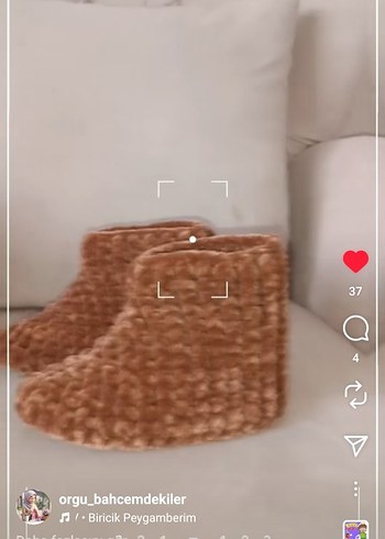 Renkli Örgü kadın panduflari - Görsel 5