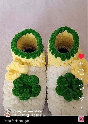 Renkli Örgü kadın panduflari - Görsel 10