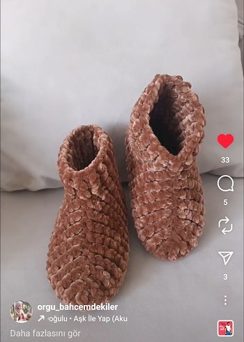 Renkli Örgü kadın panduflari - Görsel 4