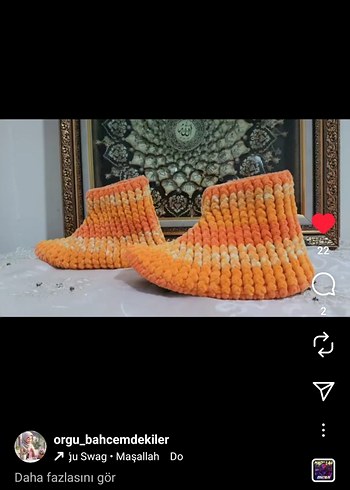 Renkli Örgü kadın panduflari - Görsel 3