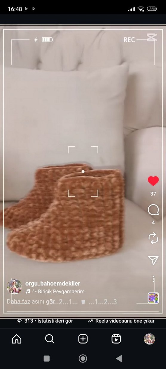 Renkli Örgü kadın panduflari - Görsel 5