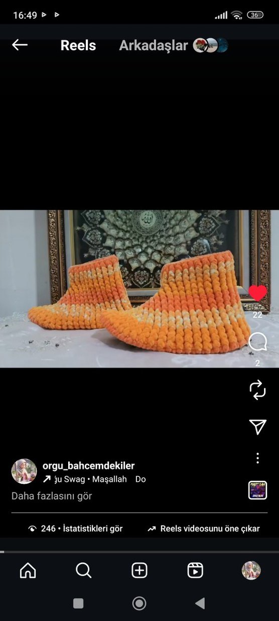 Renkli Örgü kadın panduflari - Görsel 3