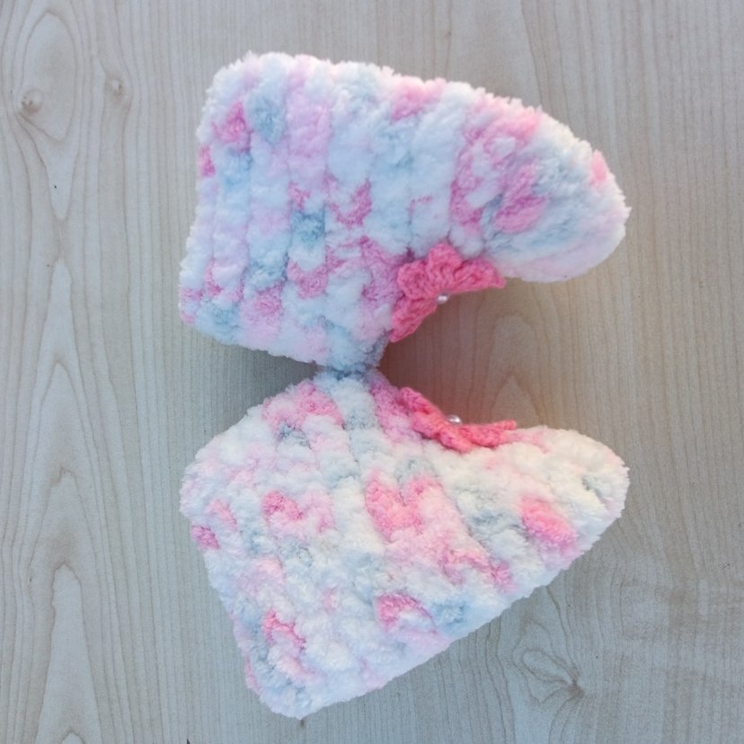 Kız Çocuk Pembe Örgü Sıcak Ev Terliği - Görsel 4