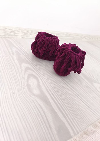 Kız Çocuk Mor Örgü Püsküllü Ev Terliği - Görsel 4