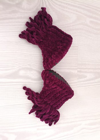 Kız Çocuk Mor Örgü Püsküllü Ev Terliği - Görsel 5