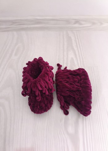 Kız Çocuk Mor Örgü Püsküllü Ev Terliği - Görsel 10