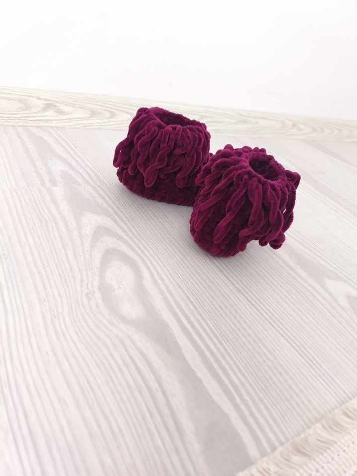 Kız Çocuk Mor Örgü Püsküllü Ev Terliği - Görsel 4