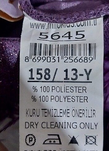 12-13 Yaş Beden mor Renk Kız çocuk abiye