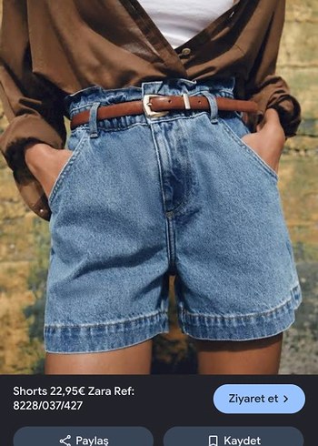 Zara Yuksek Bel Beyaz Denim Sort