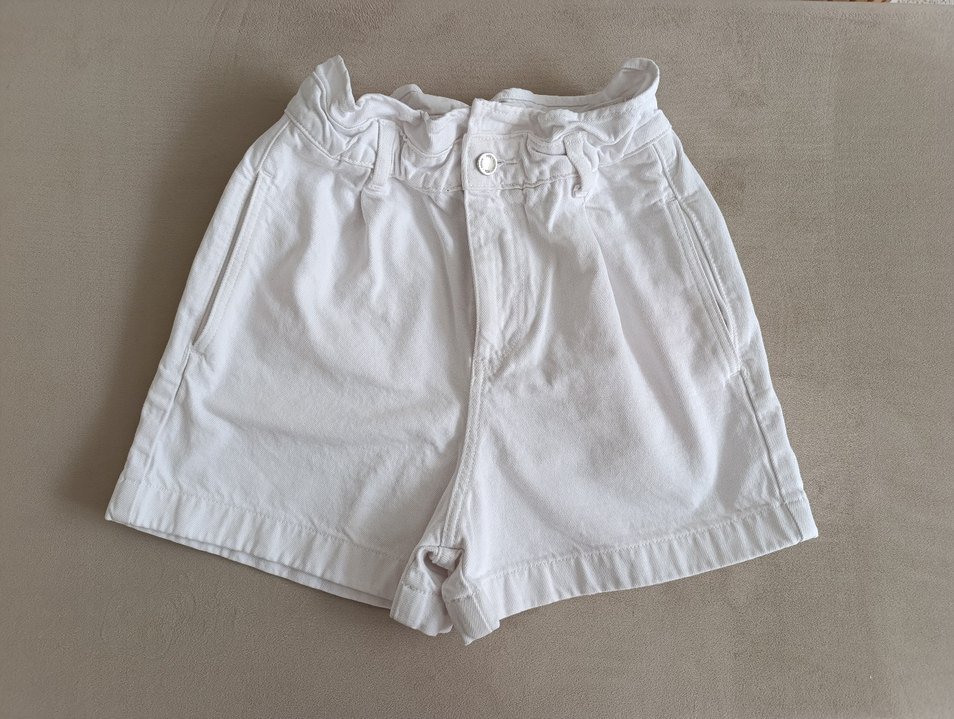 Zara Yüksek Bel Beyaz Denim Şort — görsel 2/10