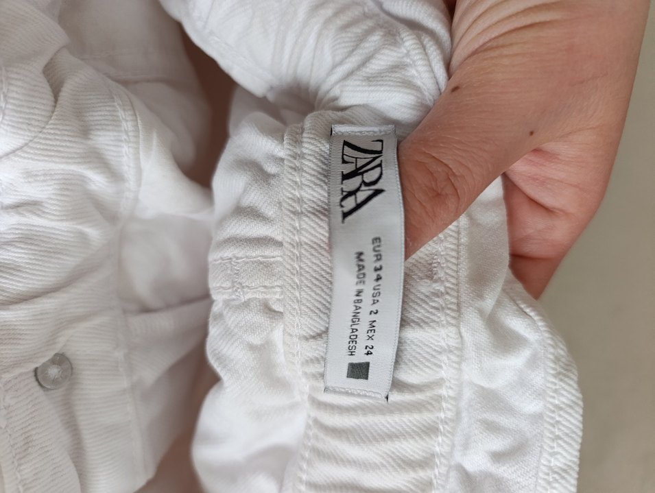 Zara Yüksek Bel Beyaz Denim Şort — görsel 5/10