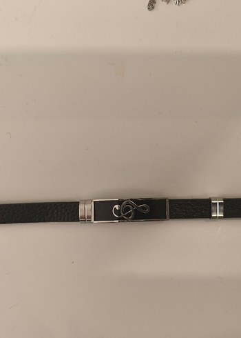 Parlak Siyah Gotik Erkek Bileklik - Görsel 3