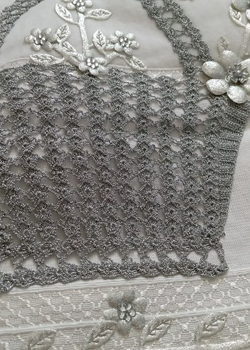 Gri Nakışlı Sepet Desenli el yüz havlusu - Görsel 3