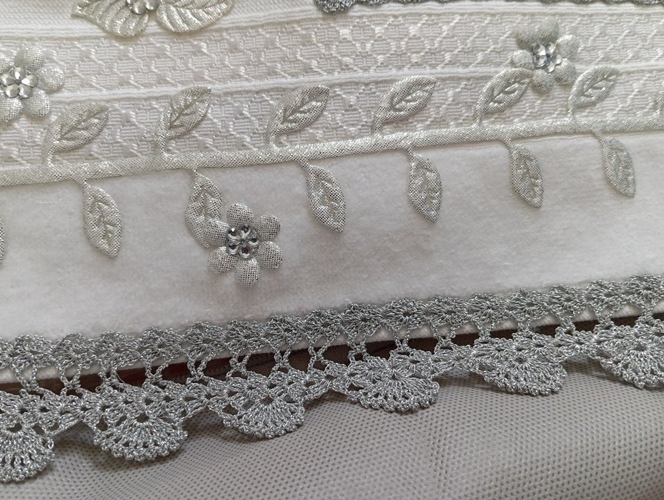 Gri Nakışlı Sepet Desenli el yüz havlusu - Görsel 2