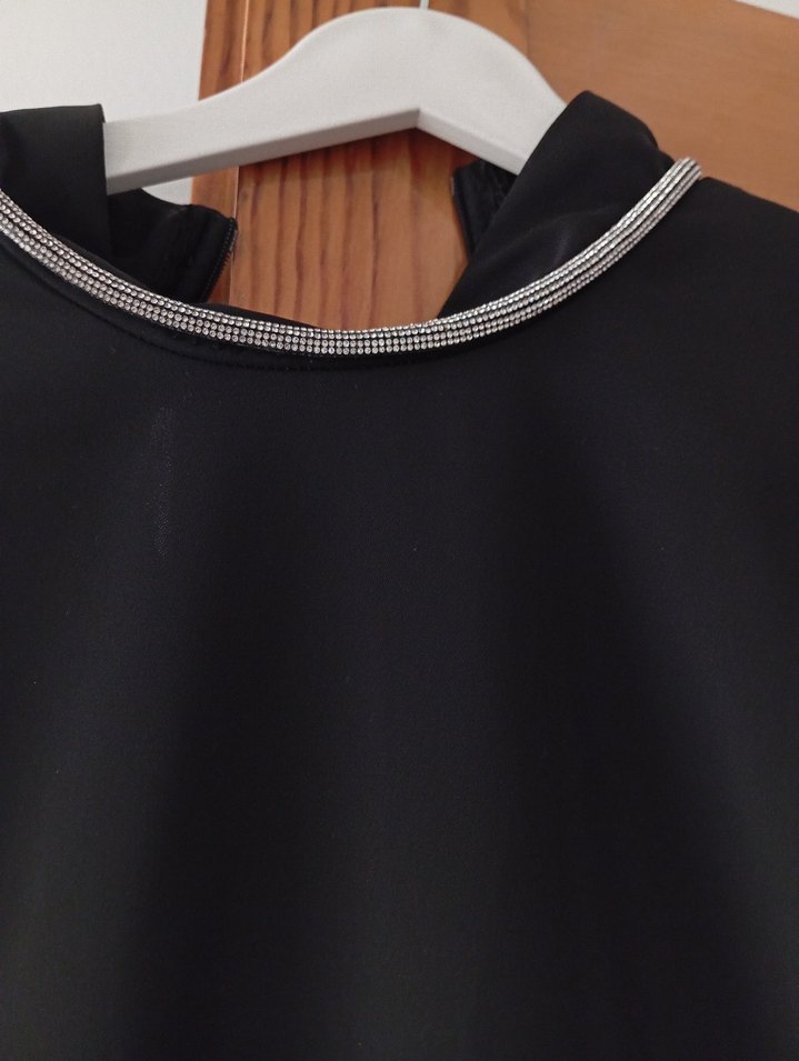 Dantel Detaylı Siyah Uzun abiye - Görsel 2