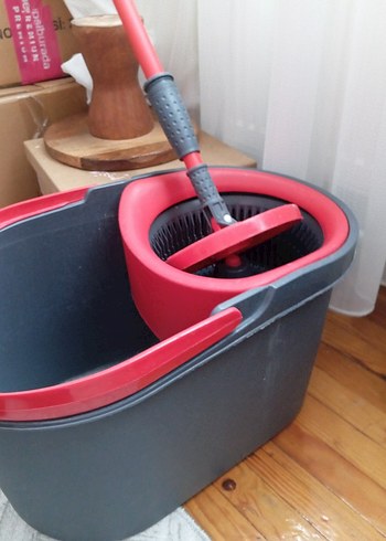 Kırmızı Saplı Gri Temizlik Kovası - Görsel 7