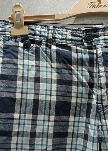 Mavi Jeans Erkek Gri-Mavi Kemerli Ekose Şort