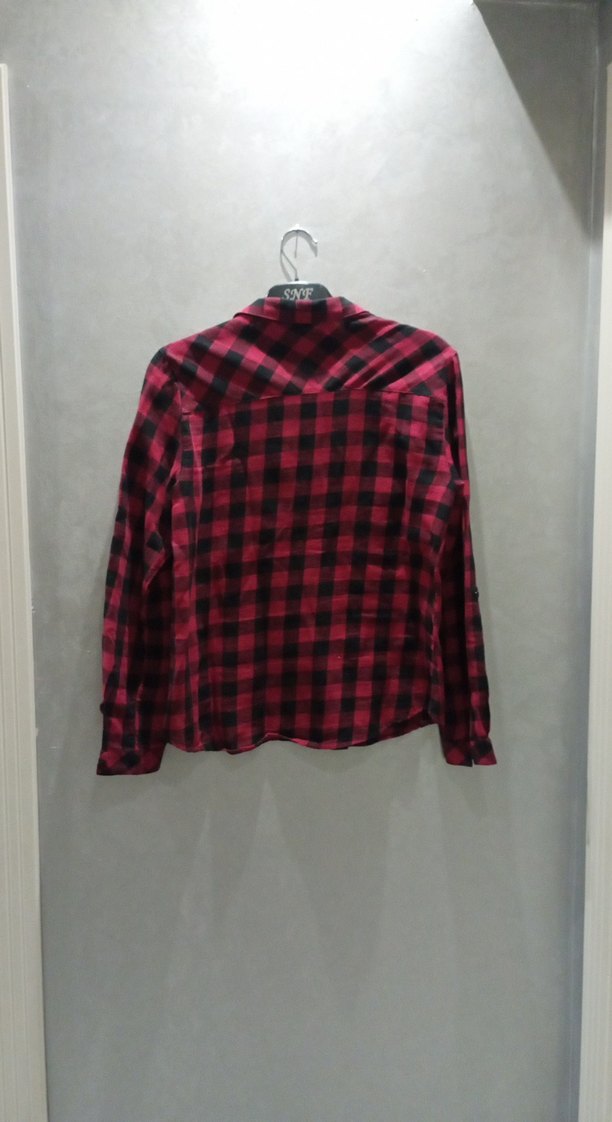 Kareli Kırmızı Uzun Kollu Kız çocuk Gömlek - Görsel 4