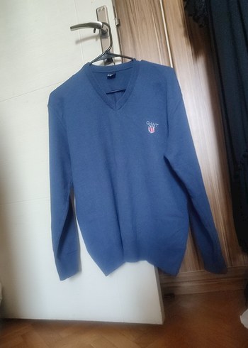 xl Beden mavi Renk GANT Erkek Mavi V-Yaka Triko Kazak