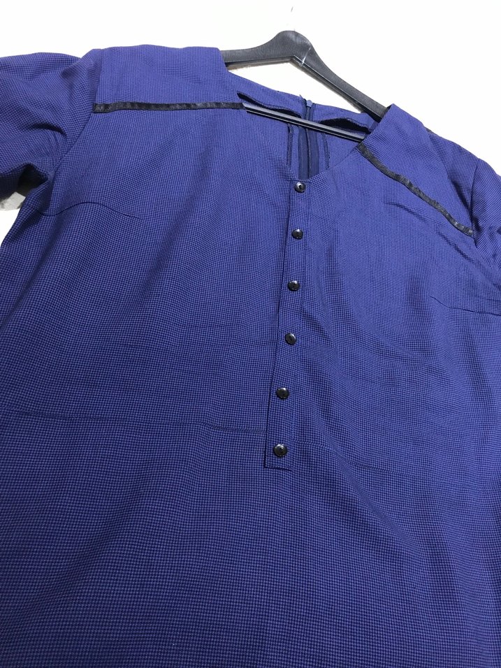 Düğmeli Lacivert Elbise - Görsel 5