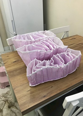 Pembe Çizgili Dolap Düzenleyici 3lü - Görsel 3