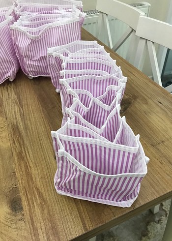 Pembe Çizgili Dolap Düzenleyici 3lü - Görsel 7