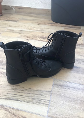 36 Beden siyah Renk Siyah Deri Goth Blok Topuklu Kadın Bot