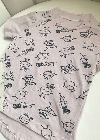 24-36 Ay Beden Baskılı Pastel Pudra tişört