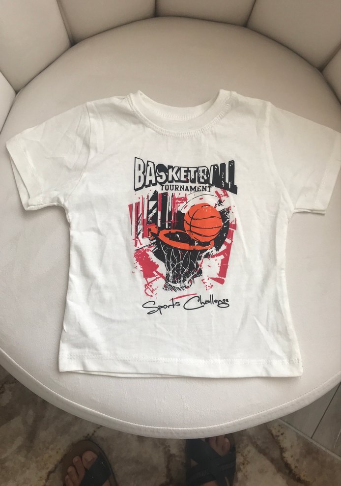 Erkek Beyaz Baskılı Kısa Kollu Tişört - Görsel 2