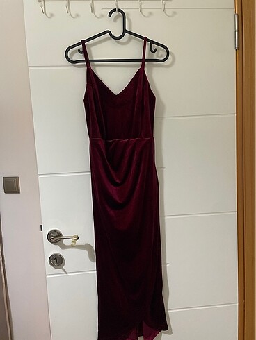 Bordo kadife elbise