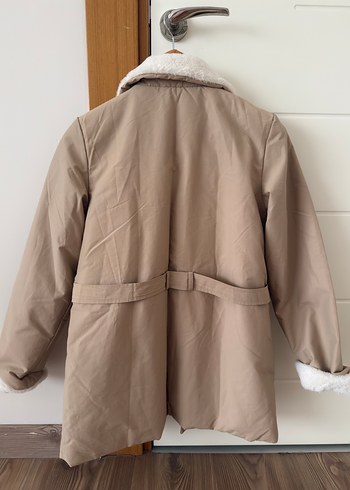 Krem Renk Kadın Kışlık Mont Kürklü Yaka - Görsel 6