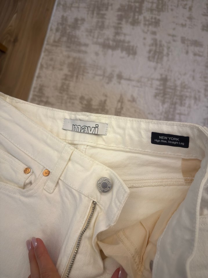 Beyaz jean Kadın Pantolon - Görsel 2