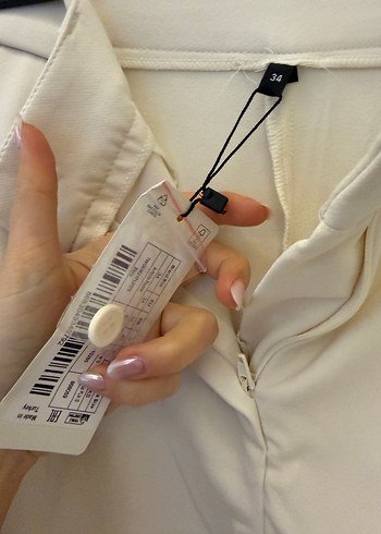 Beyaz - krem  Rahat Kesim Kadın Pantolon - Görsel 4