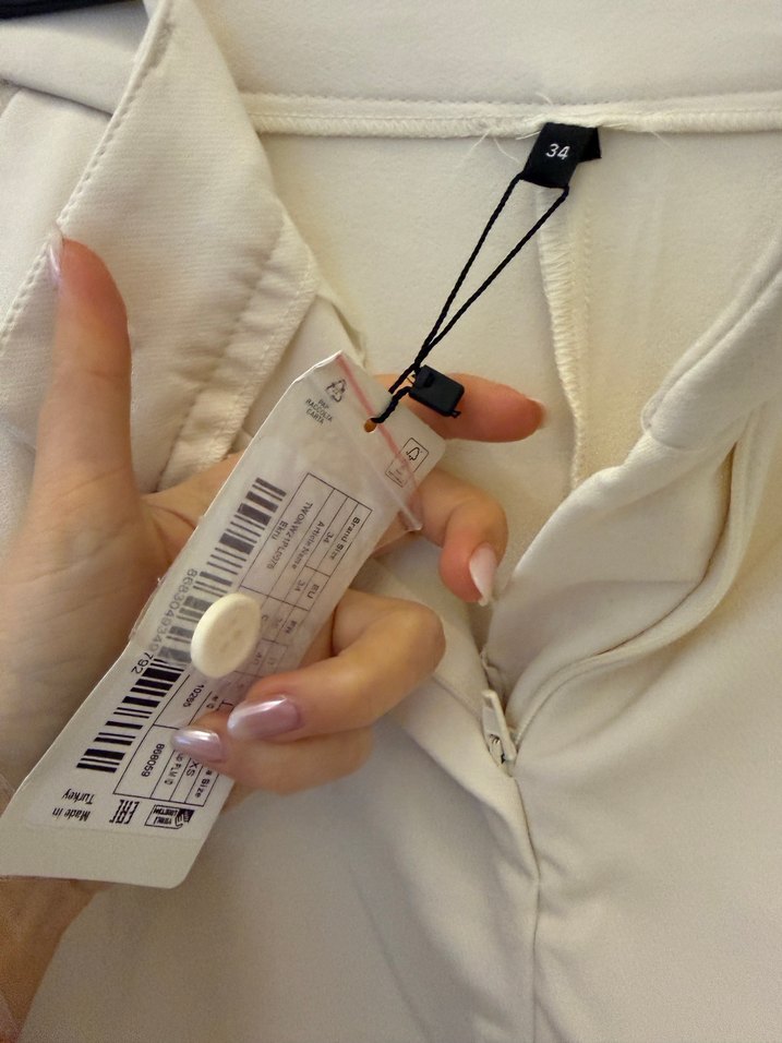 Beyaz - krem  Rahat Kesim Kadın Pantolon - Görsel 4