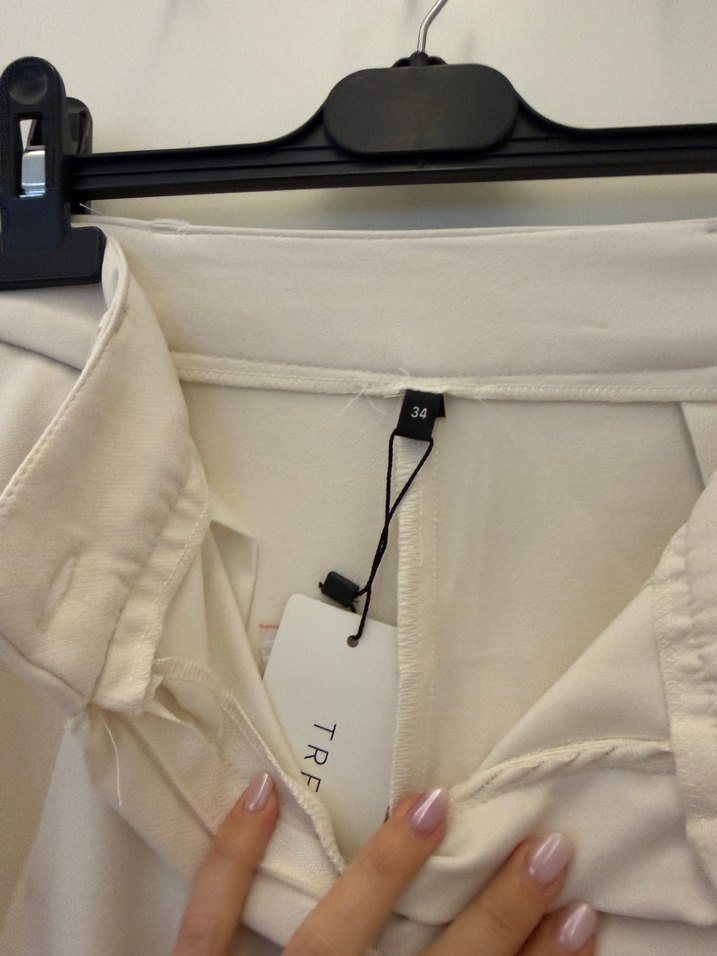 Beyaz - krem  Rahat Kesim Kadın Pantolon - Görsel 2