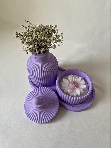Beden Lila papatyalı vazo set