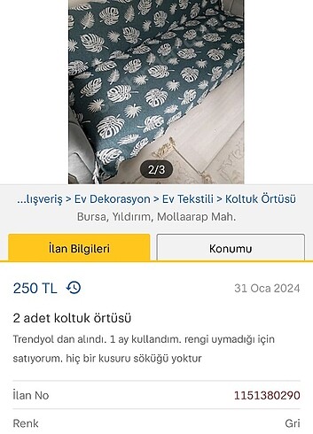 2 adet koltuk örtüsü 