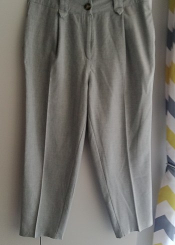 Gri Kadın Kumaş Pantolon Midi Boy