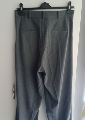 l Beden Gri Kadın Kumaş Pantolon, Kemerli, Normal Boy